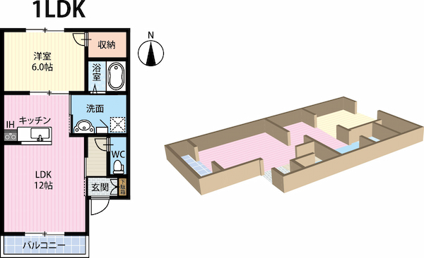 1LDKマンションの間取り